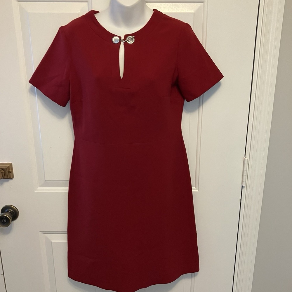 GERARD DAREL PARIS Size‎ 38/US 6 Red Midi Knit Dress Women's Short Sleeve Sheath
